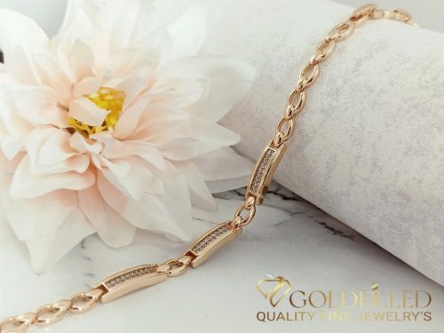 Antiallergene pozlačen zapestnica „Goldfilled“, dolžina 19 cm in širina 6 mm, barva 18K